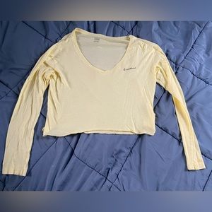 Victoria's Secret Pink Long Sleeve Yellow "le weekend" Crop Top Size Small